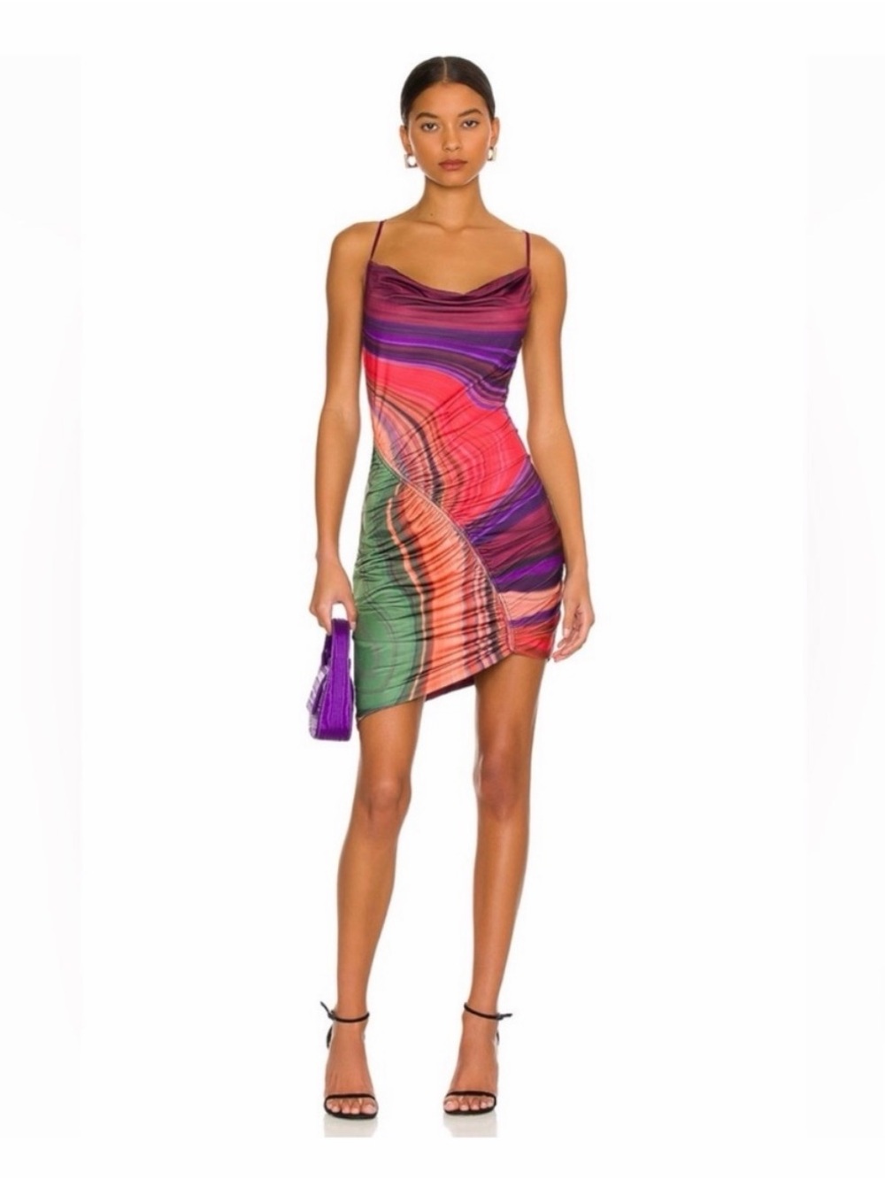 AFRM Multicolor Cowl Neck Mini Dress